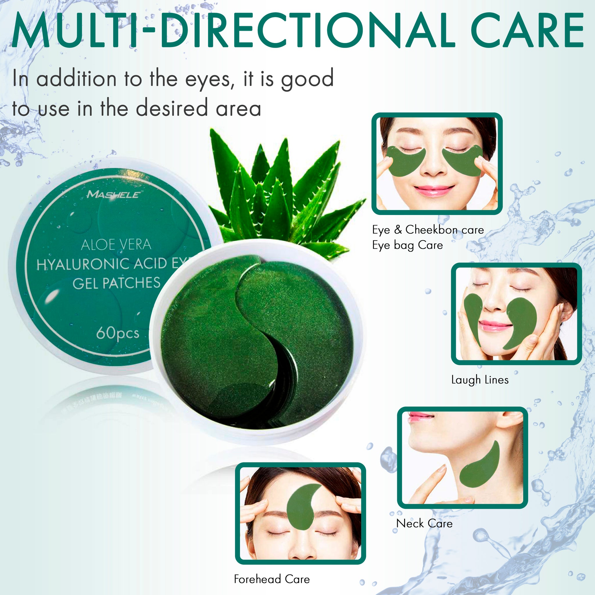 aloe for under eyes Aloe Vera Hyaluronic Acid Collagen Under Eye Gel Patches – MASHELE LLC